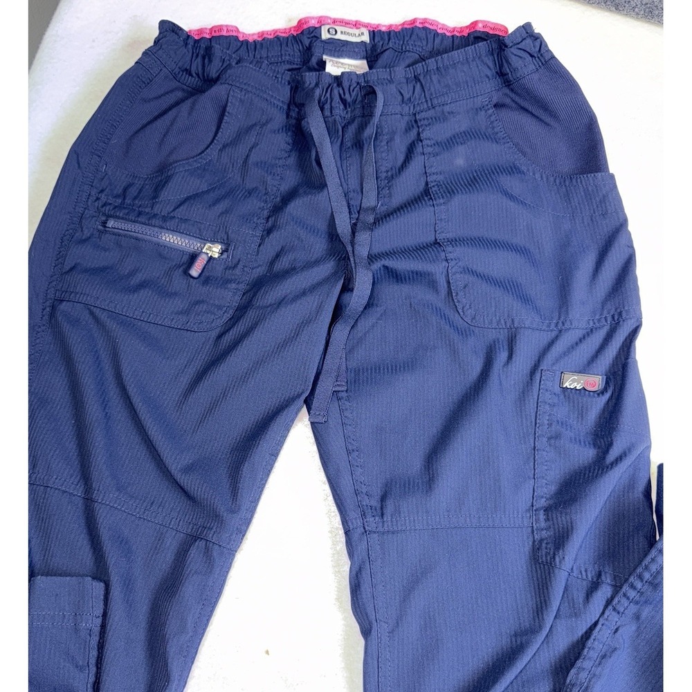Koi Lite Scrub Pants Womens Small Navy Blue Slim Fit Cargo Drawstring